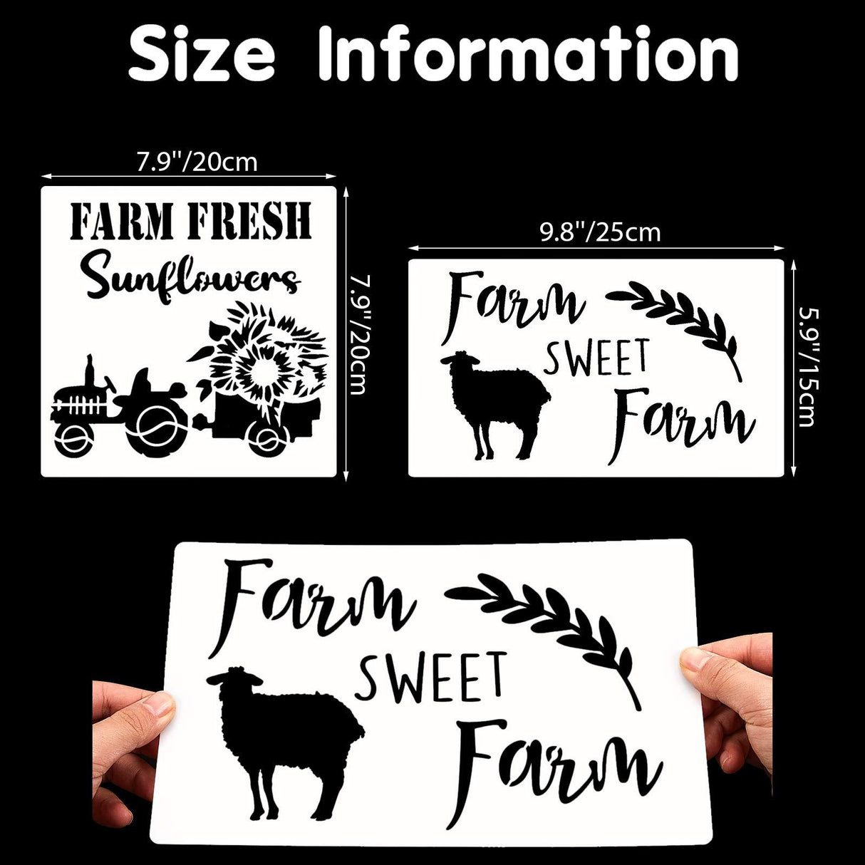 10 Pieces Reusable Farmhouse Stencils Farm Theme Painting Stencils for Scrapbooking Drawing Tracing DIY Furniture Wall Floor Fabric Decors, 2 Sizes Zonon