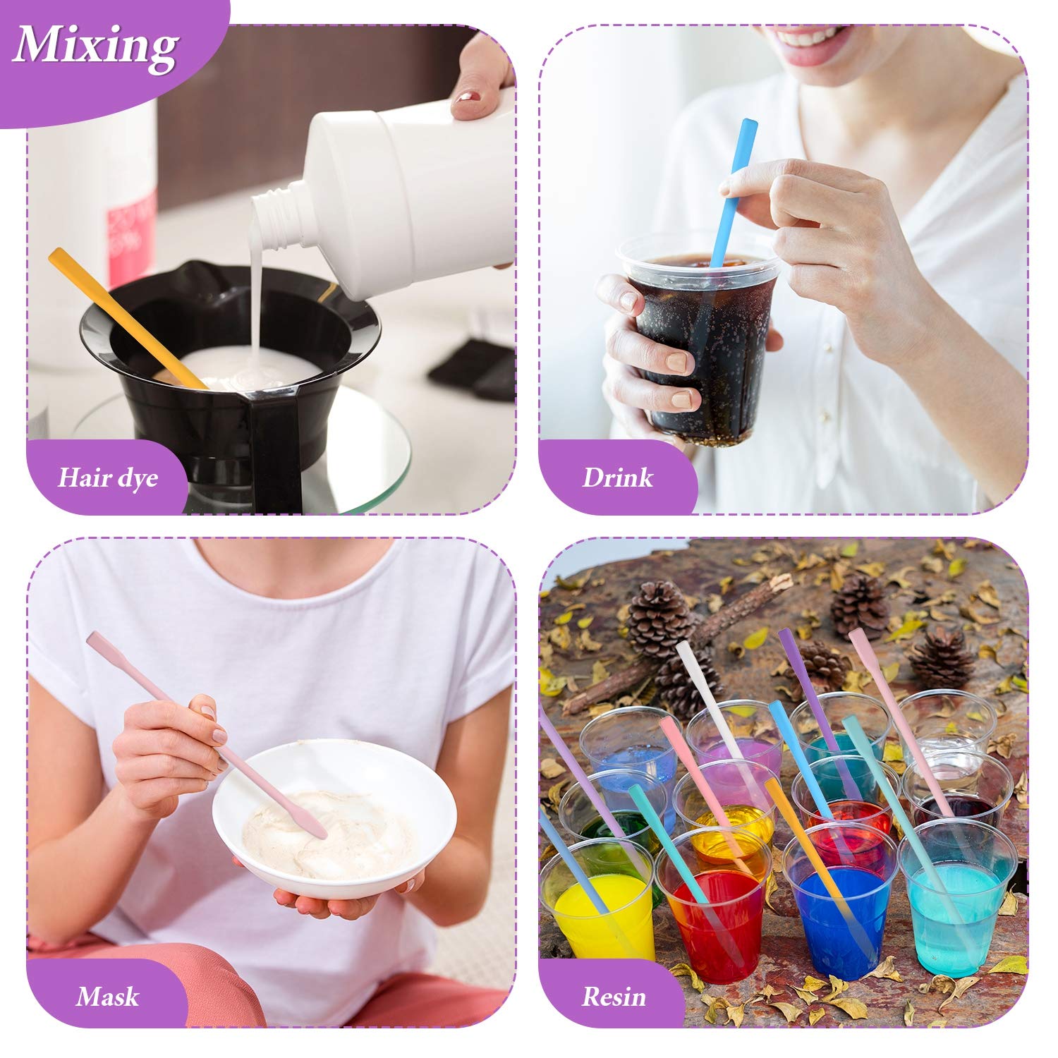 10 Pieces Silicone Stir Sticks Resin Mix Sticks Facial Make Up Stirring Rods for Mixing Resin Liquid Paint Epoxy DIY Crafts, 2 Sizes Maitys