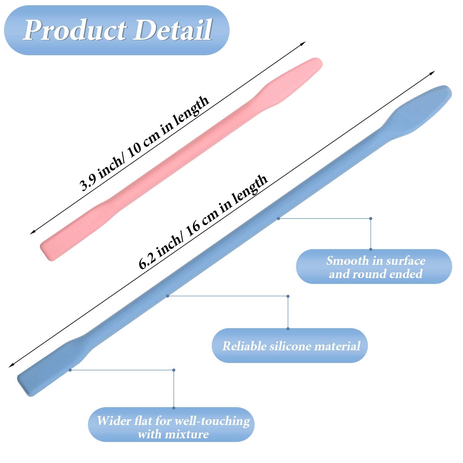 10 Pieces Silicone Stir Sticks Resin Mix Sticks Facial Make Up Stirring Rods for Mixing Resin Liquid Paint Epoxy DIY Crafts, 2 Sizes Maitys