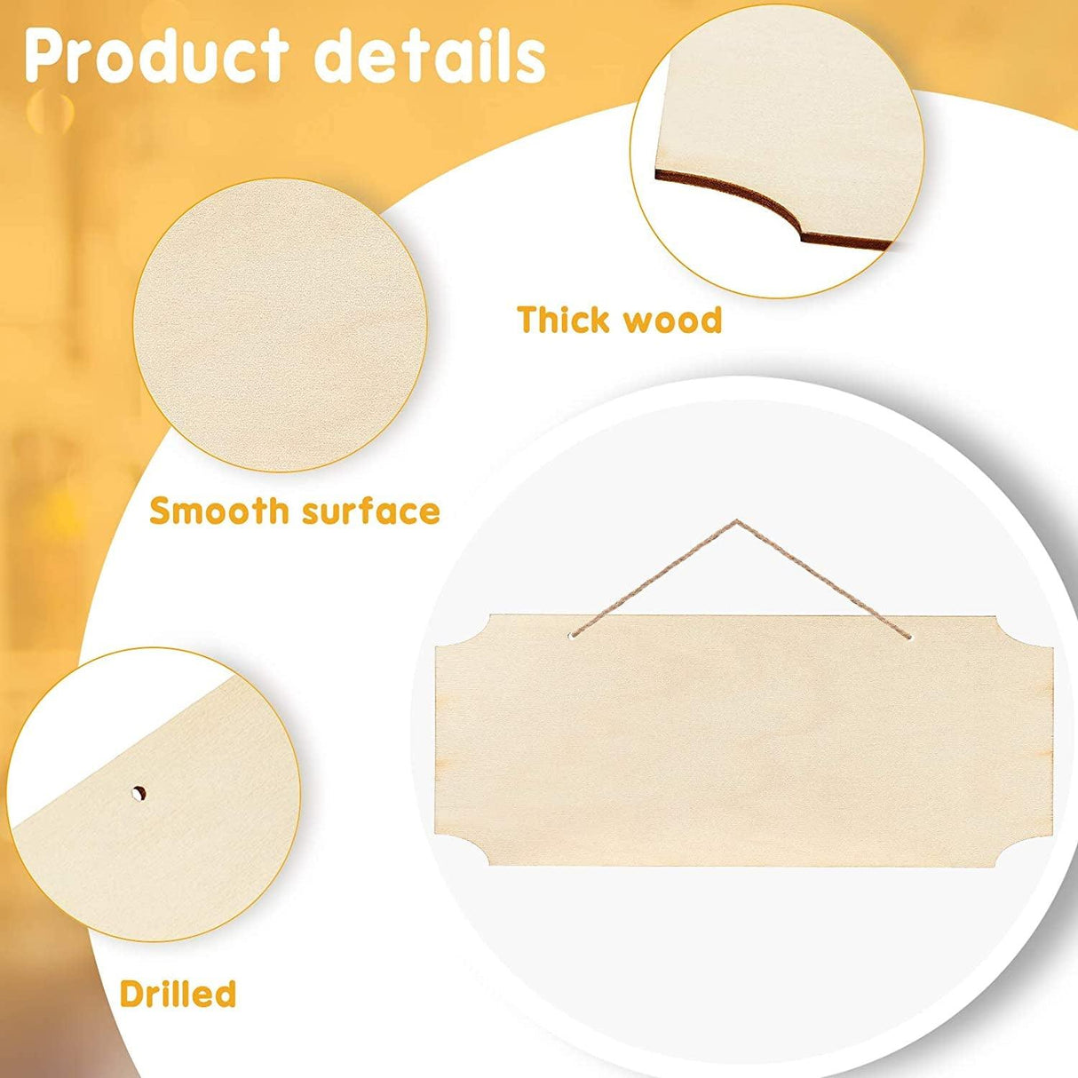 10 Pieces Unfinished Hanging Wood Sign Rectangle Blank Wooden Plaque Blank Hanging Slices Banners with Ropes (Beige) WoodArtSupply