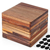10 Pieces Unfinished Wood Coasters, 4 Inch Square Acacia Wooden Coasters for Crafts with Non-Slip Silicon Dots for DIY Stained Painting Wood Aweyka