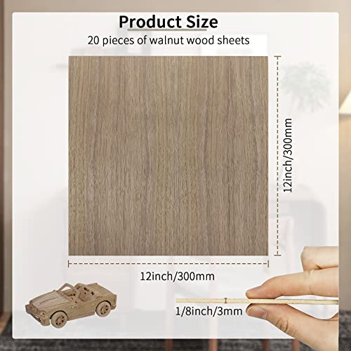 10 Pieces Walnut Plywood Sheets for DIY 12 x 12 x 1/8 Inch Unfinished Craft Wood for Laser Cutting, Engraving, Drawing, Painting, and Wood Burning yeload