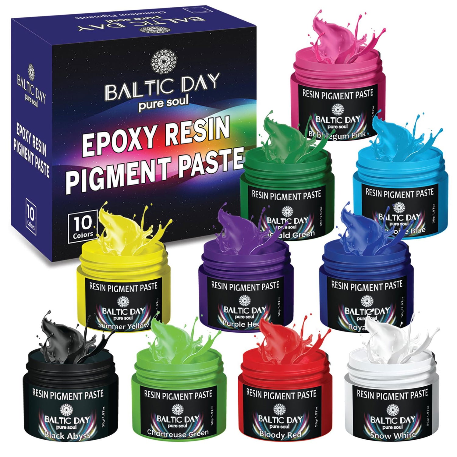 10 Pigment Pastes for Epoxy Resin Jars Set - Thick Pigment Paste - Opaque Resin Pigment - Solid Epoxy Resin Dye - Resin Paste Pigment - Epoxy Resin BALTIC DAY