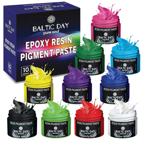 10 Pigment Pastes for Epoxy Resin Jars Set - Thick Pigment Paste - Opaque Resin Pigment - Solid Epoxy Resin Dye - Resin Paste Pigment - Epoxy Resin BALTIC DAY