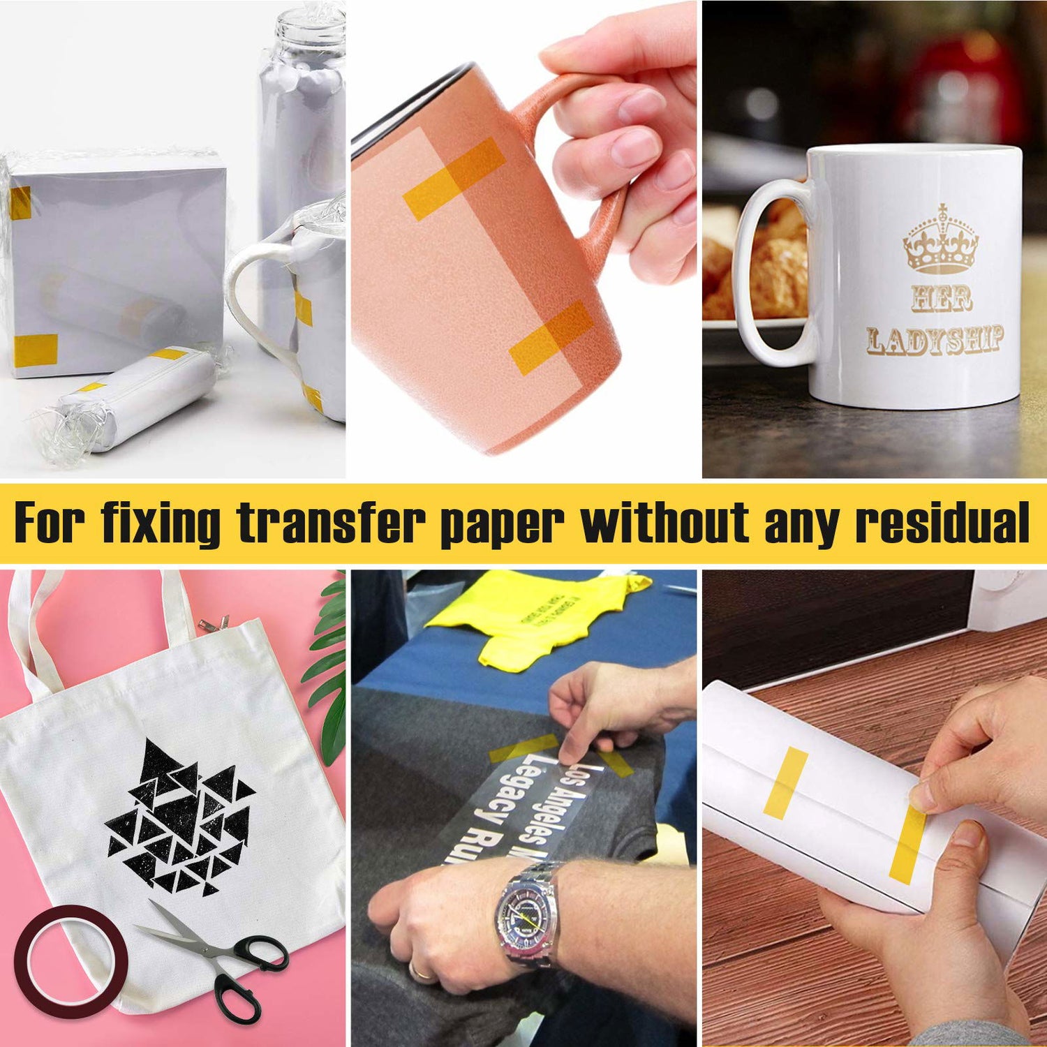 10 Rolls Heat Resistant Tapes for Sublimation, 10mm X 33m 108ft Heat Press Tape for High Temperature Heat Transfer for Sublimation on Coffee Mugs, Cruzix