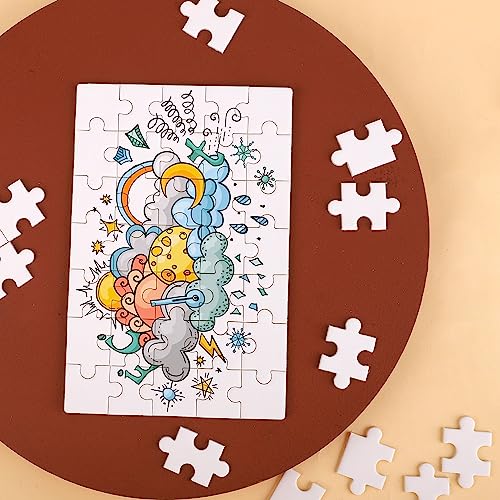 10 Sheet of Blank Puzzles to Drawn Write On, 3.9x5.9in, 35 Pieces a Sheet, All White Jigsaw DIY Puzzle Kit Paintable Puzzle Writable Puzzle Heat SAVITA