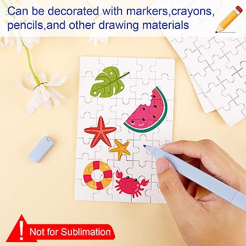 10 Sheet of Blank Puzzles to Drawn Write On, 3.9x5.9in, 35 Pieces a Sheet, All White Jigsaw DIY Puzzle Kit Paintable Puzzle Writable Puzzle Heat SAVITA