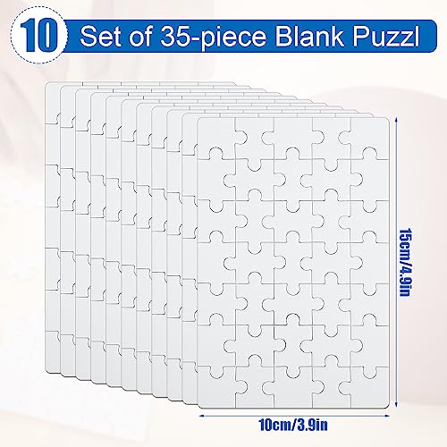 10 Sheet of Blank Puzzles to Drawn Write On, 3.9x5.9in, 35 Pieces a Sheet, All White Jigsaw DIY Puzzle Kit Paintable Puzzle Writable Puzzle Heat SAVITA