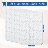 10 Sheet of Blank Puzzles to Drawn Write On, 3.9x5.9in, 35 Pieces a Sheet, All White Jigsaw DIY Puzzle Kit Paintable Puzzle Writable Puzzle Heat SAVITA