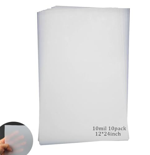 10 Sheets 10 mil Mylar Sheet 12 x 24 inch Milky Translucent Plastic Blank Stencil, Make Your Own Stencil for Cricut, Laser Cutting, Gyro-Cut Tool EGOSKY