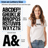 10 Sheets 440 Pieces Iron on Letters for Clothing, 2 Inch Heat Transfer Letters, Black Iron on Vinyl Letters with A-Z PU Alphabets Sticker for Lucomb