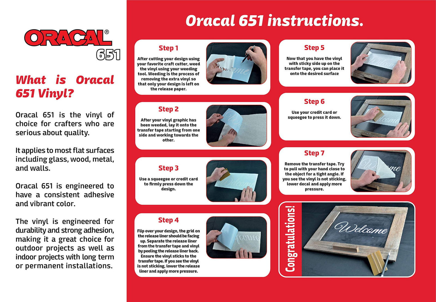 (10 Sheets) Oracal 651 Transparent Adhesive Craft Vinyl for Cricut, Silhouette, Cameo, Craft Cutters, Printers, and Decals - 12" x 12" - Gloss Finish ORACAL