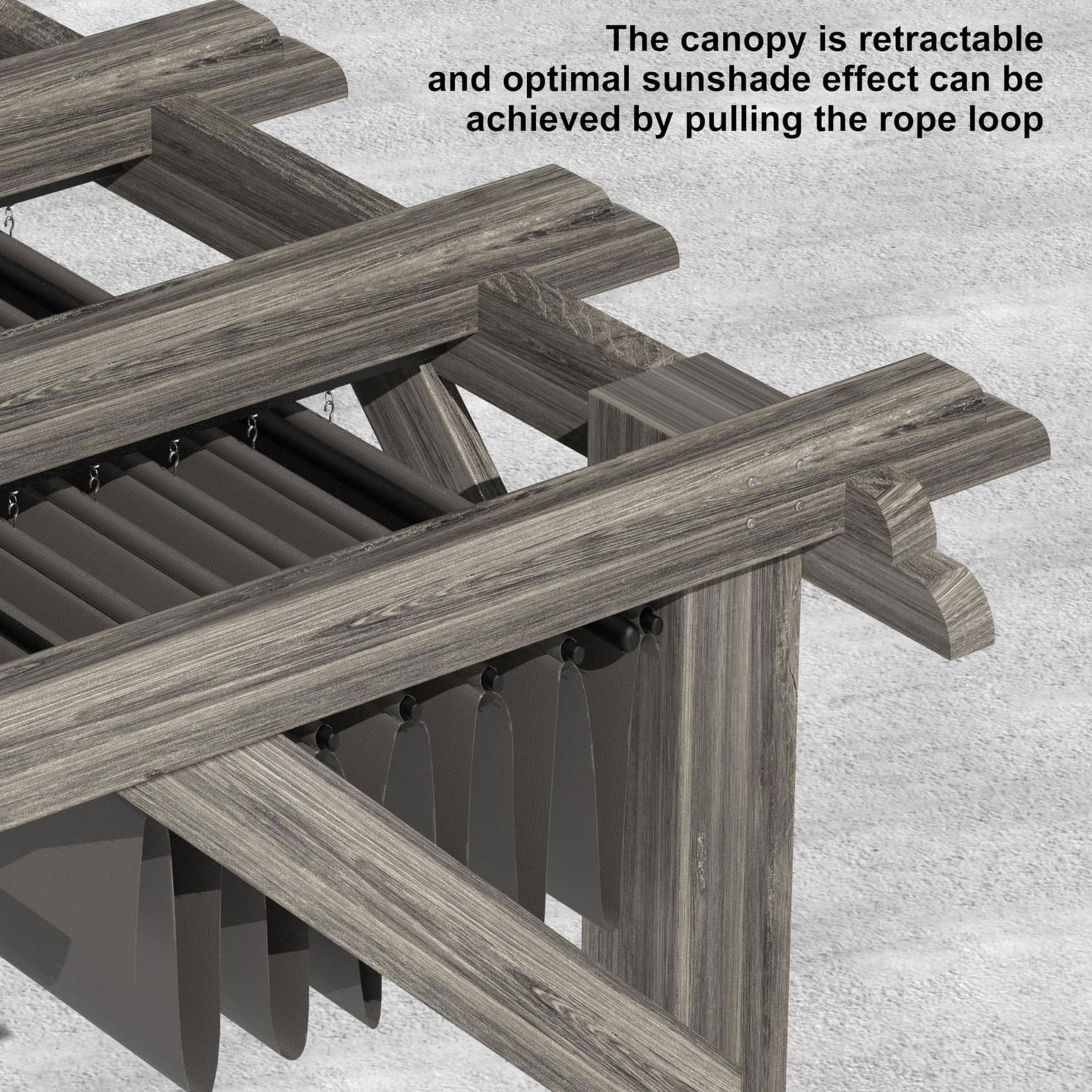 10'X 12' Cedar Wood Pergola with Solid Structure, Retractable Shade Canopy, Durable, Rot Resistant, Patio Pergola for Backyard, Deck, Garden, Outdoor Entertaining DEXSO
