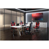 10 ft Limited Edition Conference Table Boat Shaped Metal V Legs Sleek Grommets Racetrack Desk Silver 2 Power Data Modules Boardroom Meeting Office Business Laminated White Finish Wood New Executive WoodArtSupply