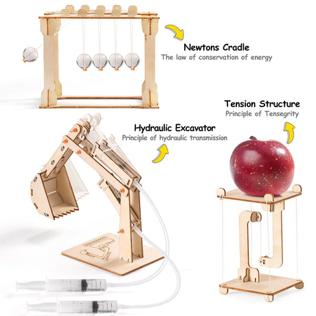 10 in 1 STEM Building Kits for Kids, Wood Craft Kit for Girls Age 8-12, Science Experiment Projects for 6-8, Woodworking Model Kit,3D Puzzles STEM Yutin