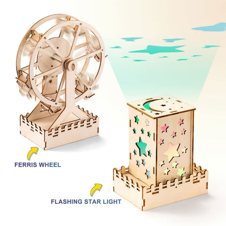 10 in 1 STEM Building Kits for Kids, Wood Craft Kit for Girls Age 8-12, Science Experiment Projects for 6-8, Woodworking Model Kit,3D Puzzles STEM Yutin