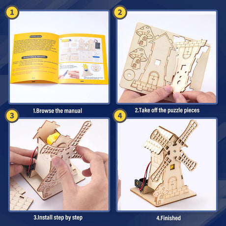 10 in 1 STEM Building Kits for Kids, Wood Craft Kit for Girls Age 8-12, Science Experiment Projects for 6-8, Woodworking Model Kit,3D Puzzles STEM Yutin