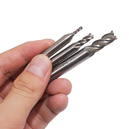 10 pcs 4-Flute End Mill Bits, AFUNTA 0.08" - 0.47" HSS CNC Straight Shank Drill Bits Cutter Tool Set for Wood Aluminum Steel Titanium AFUNTA