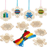 10 pcs Christmas Wooden Cross Stitch Kits Cross Stitch Wood Ornaments Christmas Hanging Decors Craft Christmas Decorations for Christmas Tree NT-ling