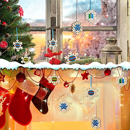 10 pcs Christmas Wooden Cross Stitch Kits Cross Stitch Wood Ornaments Christmas Hanging Decors Craft Christmas Decorations for Christmas Tree NT-ling