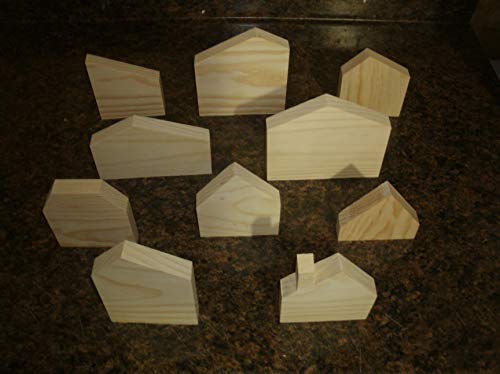 10 wooden house shapes, wooden house, unfinished block house, wood house, unfinished wooden house WoodArtSupply
