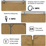 10'x12' Privacy Gazebo Curtains Outdoor Waterproof, 4-Panels Sidewall Curtains Universal Replacement with Zipper for Patio, Backyard, Garden (Only Curtains, Khaki) Mogtuo