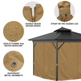 10'x12' Privacy Gazebo Curtains Outdoor Waterproof, 4-Panels Sidewall Curtains Universal Replacement with Zipper for Patio, Backyard, Garden (Only Curtains, Khaki) Mogtuo
