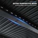 10' ×13' Outdoor Louvered Pergola, Aluminum Outdoor Louvered Pergola Patio with Adjustable Roof for Outdoor Deck (Black with Curtain) GS CHIER