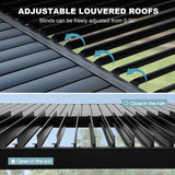 10' ×13' Outdoor Louvered Pergola, Aluminum Outdoor Louvered Pergola Patio with Adjustable Roof for Outdoor Deck (Black with Curtain) GS CHIER