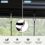 10' ×13' Outdoor Louvered Pergola, Aluminum Outdoor Louvered Pergola Patio with Adjustable Roof for Outdoor Deck (Black with Curtain) GS CHIER