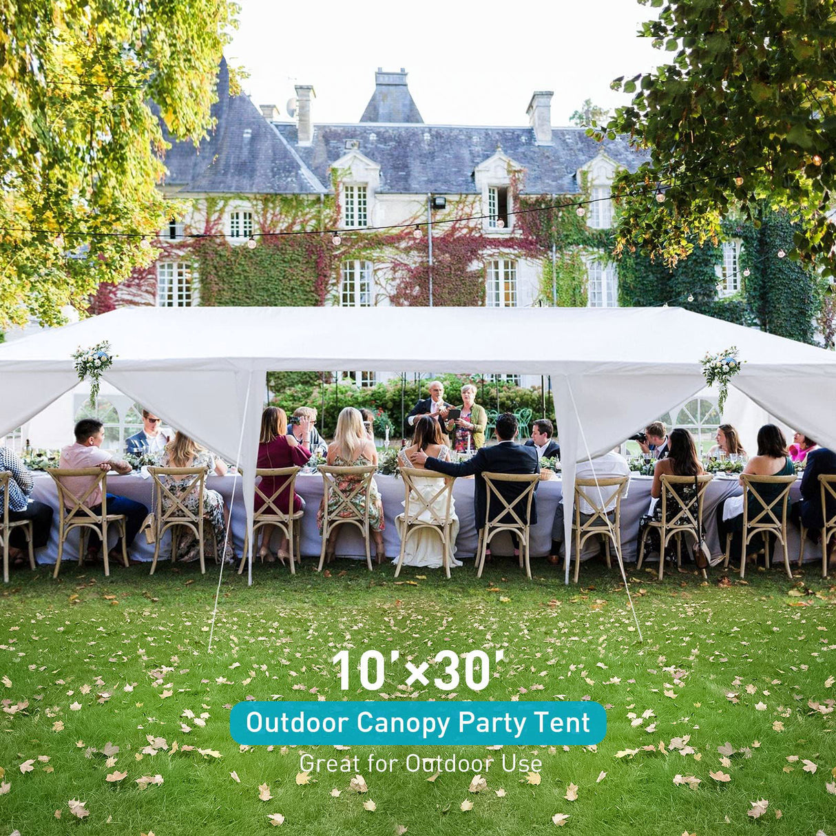 10'x30' Party Tent, Outdoor Tents for Parties, Wedding and Birthday, White Large Canopy Tent with 8 Removable Sidewalls & Transparent Windows, Outside Gazebo Event Tent for Garden, Patio and Backyard ANTSKU