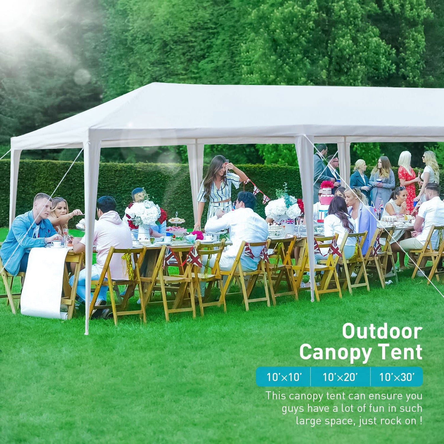 10'x30' Party Tent, White Tents for Parties, Graduation, Birthday and Wedding, Large Event Tents with 8 Removable Sidewalls & Transparent Windows, Outside Gazebo Tent for Garden and Backyard ANTSKU