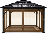 10' x 12' Gazebo Replacement Mosquito Netting, Gazebo Universal Netting Outdoor, 4-Panel Screen Walls Privacy Curtain for Outdoor Patio with Zipper (Brown) ISAGAPOY ISAGAPOY