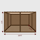 10' x 12' Gazebo Replacement Mosquito Netting, Gazebo Universal Netting Outdoor, 4-Panel Screen Walls Privacy Curtain for Outdoor Patio with Zipper (Brown) ISAGAPOY ISAGAPOY