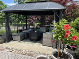 10' x 12' Hardtop Gazebo Outdoor Aluminum Gazebo Arc Grill for Patios Deck Backyard,Galvanized Steel Double Roof,Curtain&Netting by domi outdoor living… domi outdoor living