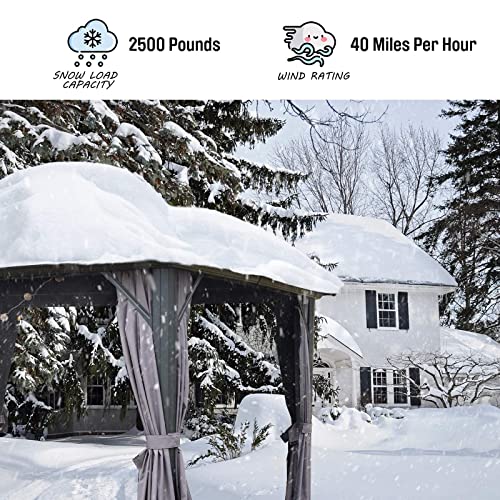 10' x 12' Hardtop Gazebo Outdoor Aluminum Gazebo Arc Grill for Patios Deck Backyard,Galvanized Steel Double Roof,Curtain&Netting by domi outdoor living… domi outdoor living