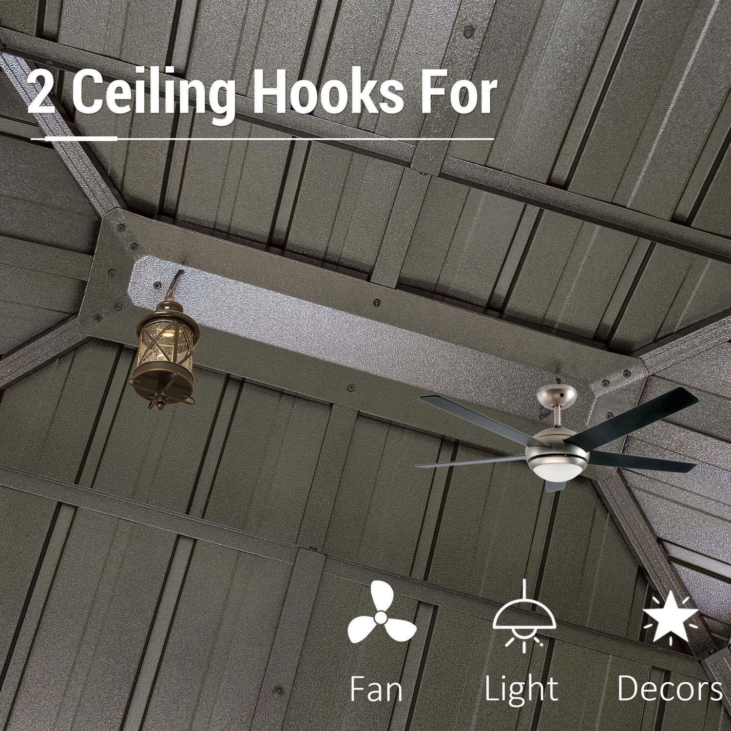 10' x 12' Hardtop Gazebo Outdoor Aluminum Wood Grain Gazebos with Galvanized Steel Double Canopy for Patios Deck Backyard,Curtains&Netting by domi domi outdoor living