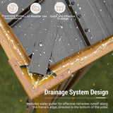 10' x 12' Hardtop Gazebo Outdoor Aluminum Wood Grain Gazebos with Galvanized Steel Double Canopy for Patios Deck Backyard,Curtains&Netting by domi domi outdoor living