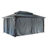 10' x 13' Hardtop Cedar Wood Gazebo for Patios, Outdoor Cedar Framed Gazebo with Double Metal Roof, Solid Wooden Framed Gazebo with Privacy Curtains and Mosquito Nettings for Garden, Backyard YESGIGA