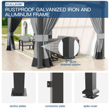 10' x 14' Hardtop Gazebo for Patio,Gazebo Pergola with Sloping Polycarbonate Pitched Roof,Durable Aluminum Frame & Netting Curtain,Large Wall-Mounted Heavy Duty Awnings for Patio,Decks,Backyard,Grey Kullavik