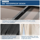 10' x 14' Hardtop Gazebo for Patio,Gazebo Pergola with Sloping Polycarbonate Pitched Roof,Durable Aluminum Frame & Netting Curtain,Large Wall-Mounted Heavy Duty Awnings for Patio,Decks,Backyard,Sand Kullavik