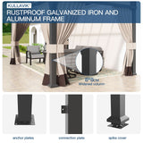 10' x 14' Hardtop Gazebo for Patio,Gazebo Pergola with Sloping Polycarbonate Pitched Roof,Durable Aluminum Frame & Netting Curtain,Large Wall-Mounted Heavy Duty Awnings for Patio,Decks,Backyard,Sand Kullavik