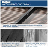 10' x 14' Hardtop Gazebo for Patio,Gazebo Pergola with Sloping Polycarbonate Pitched Roof,Durable Aluminum Frame & Netting Curtain,Large Wall-Mounted Heavy Duty Awnings for Patio,Decks,Backyard,Grey Kullavik