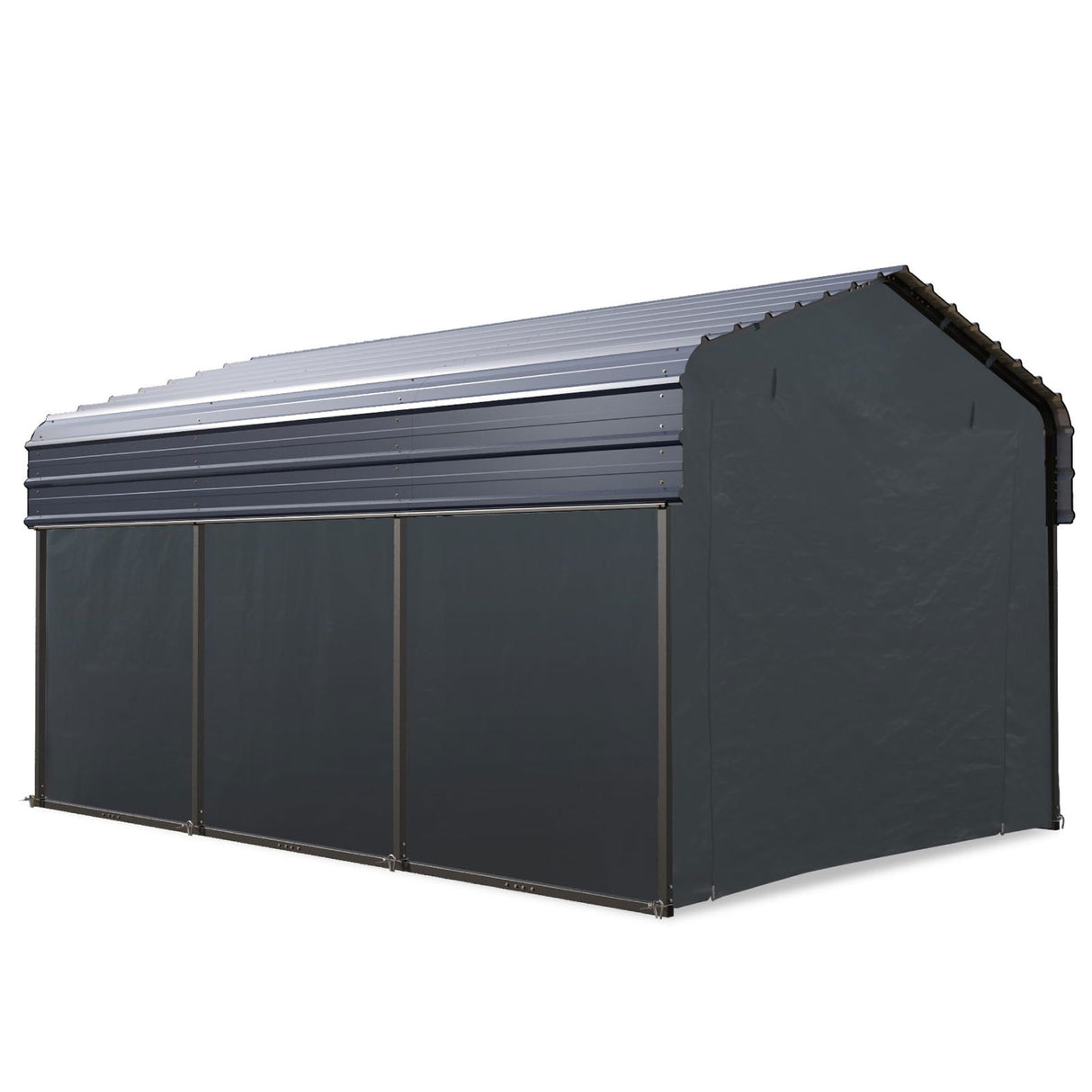 10 x 15 ft Metal Carport Kits with Galvanized Steel Roof & Removable Sidewalls, Heavy Duty Metal Carport Canopy, Outdoor Car Tent Metal Garage Shelter for Car, SUV, Truck and Boats, Gray GREEN PARTY