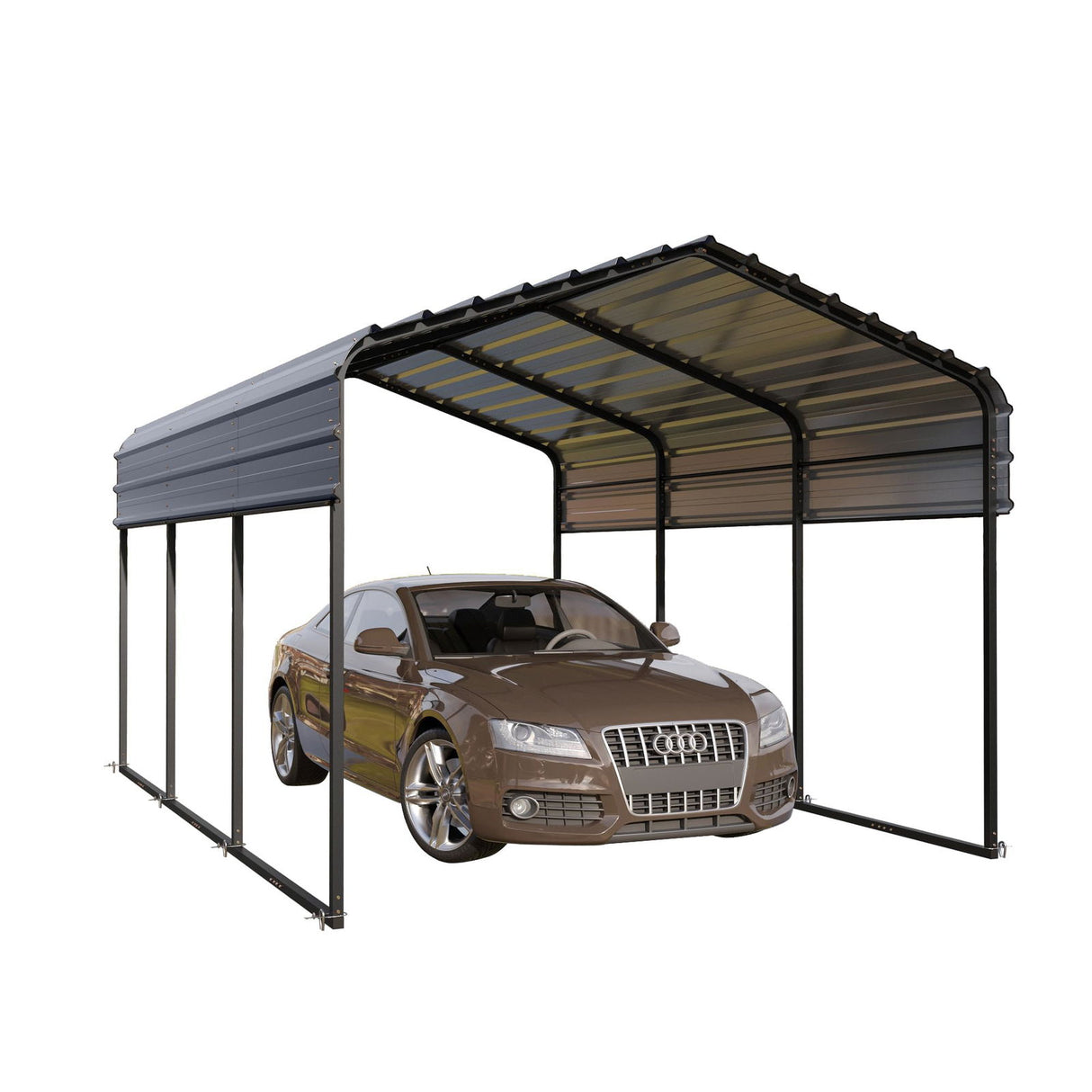 10 x 15 ft Metal Carport Kits with Galvanized Steel Roof & Removable Sidewalls, Heavy Duty Metal Carport Canopy, Outdoor Car Tent Metal Garage Shelter for Car, SUV, Truck and Boats, Gray GREEN PARTY