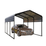 10 x 15 ft Metal Carport Kits with Galvanized Steel Roof & Removable Sidewalls, Heavy Duty Metal Carport Canopy, Outdoor Car Tent Metal Garage Shelter for Car, SUV, Truck and Boats, Gray GREEN PARTY