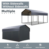 10 x 15 ft Metal Carport Kits with Galvanized Steel Roof & Removable Sidewalls, Heavy Duty Metal Carport Canopy, Outdoor Car Tent Metal Garage Shelter for Car, SUV, Truck and Boats, Gray GREEN PARTY