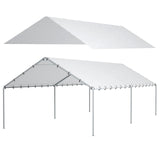 10 x 20 Ft Carport Replacement Canopy Cover Garage Top Tent Shelter Tarp with Free 48 Ball Bungee Cords,White(Only Cover, Frame Not Include) DWALE