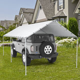 10 x 20 Ft Carport Replacement Canopy Cover Garage Top Tent Shelter Tarp with Free 48 Ball Bungee Cords,White(Only Cover, Frame Not Include) DWALE