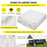 10 x 20 Ft Carport Replacement Canopy Cover Garage Top Tent Shelter Tarp with Free 48 Ball Bungee Cords,White(Only Cover, Frame Not Include) DWALE